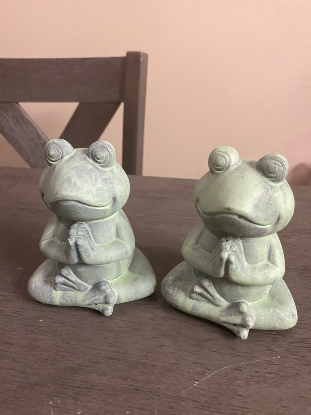 Set of Two  Green Garden Frog Statues
